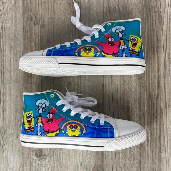 SpongeBob SquarePants Airbrush Look High Top Skater Sneakers - Picture 3 of 8